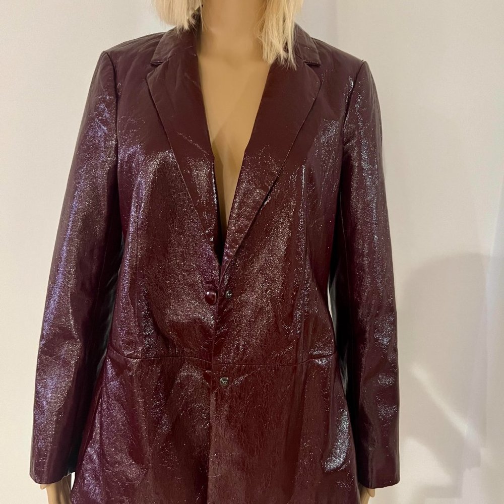 LNA Faux-leather crinkle jacket in wine - Picture 4 of 15